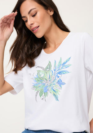 Olsen Neo Safari Botanical Print T-Shirt, White
