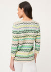 Olsen Geometric Print Cropped Sleeve Top, Green Multi