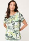Olsen Neo Safari Aztec Print T-Shirt, Green