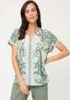 Olsen V-Neck Aztec Print T-Shirt, Green
