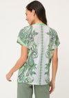 Olsen V-Neck Aztec Print T-Shirt, Green
