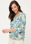 Olsen All-Over Floral Print Top, Green