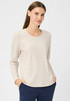 Olsen Jacquard Houndstooth Long Sleeve Top, Cream