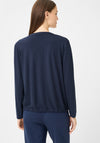 Olsen Printed Tie Trim Long Sleeve Top, Navy