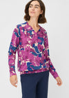 Olsen Floral Print V Neck Top, Pink and Blue