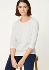 Olsen Hannah Waffle Cotton Top, White