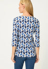 Olsen Abstract Print Cotton Top, Blue