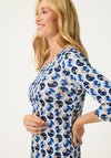 Olsen Abstract Print Cotton Top, Blue
