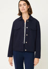 Olsen Collared Cotton Jacket, Navy