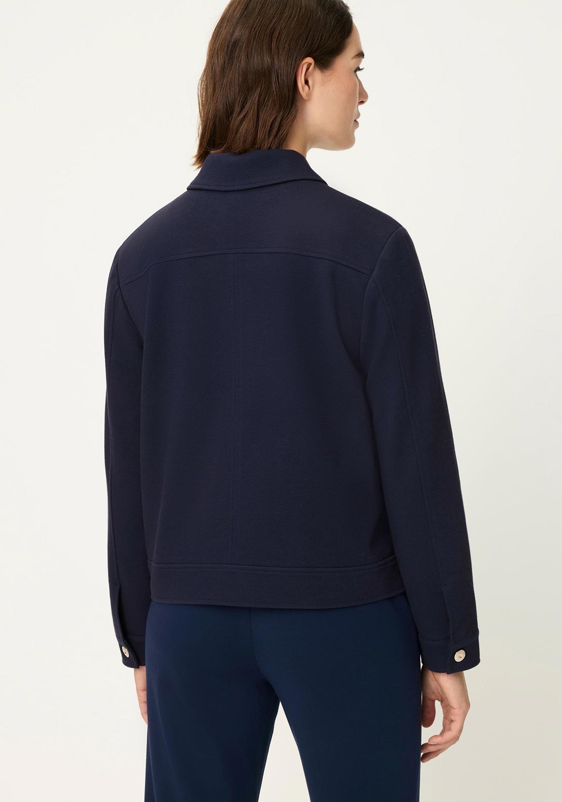 Olsen Collared Cotton Jacket, Navy