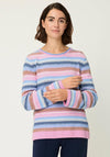Olsen Striped Cotton Round Neck Jumper, Blue