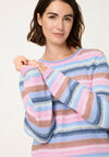 Olsen Striped Cotton Round Neck Jumper, Blue