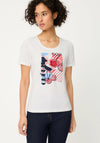 Olsen Cherry Print With Rhinestone Detail T-Shirt, White