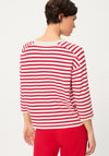 Olsen Striped Cropped Sleeve Top, White and Red