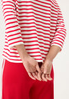 Olsen Striped Cropped Sleeve Top, White and Red