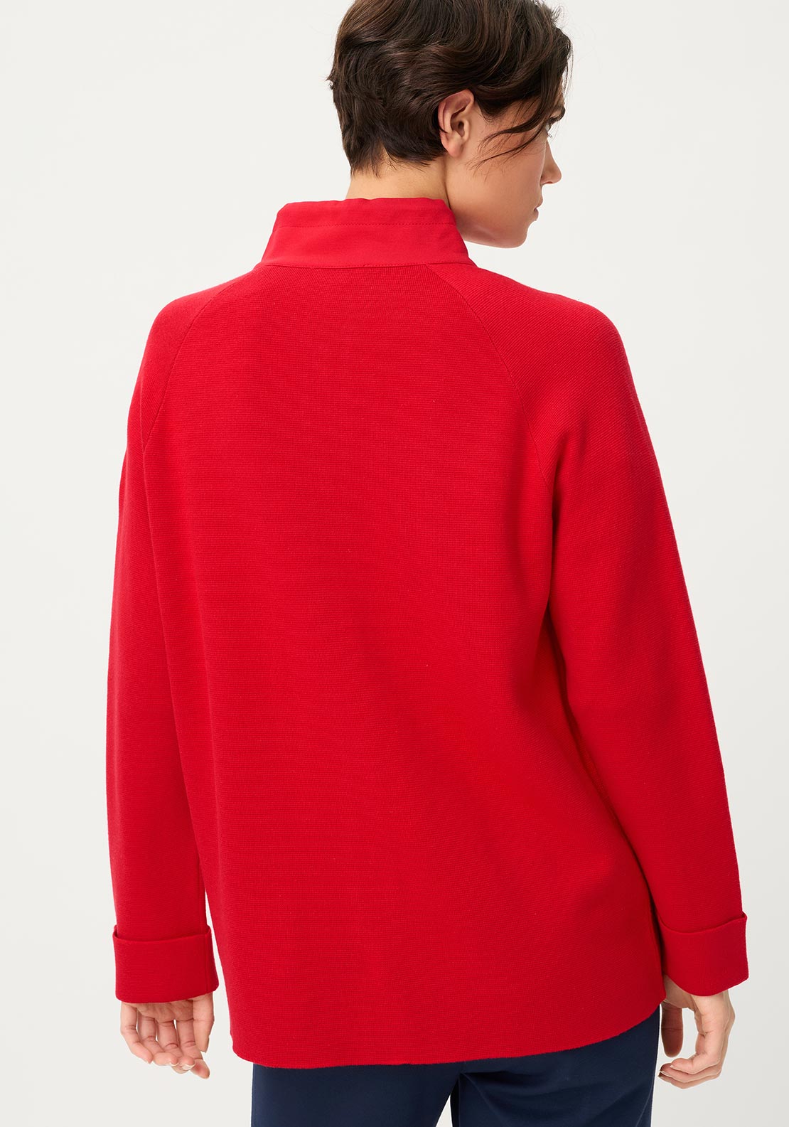 Olsen High Neck Button Up Front Jacket, Red