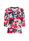 Olsen Geometric Print U-Neck Top, Navy Multi