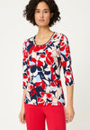 Olsen Geometric Print U-Neck Top, Navy Multi