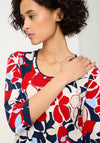 Olsen Geometric Print U-Neck Top, Navy Multi