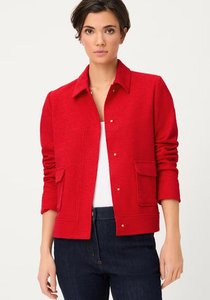 Olsen Collar Button Up Front Jacket, Red