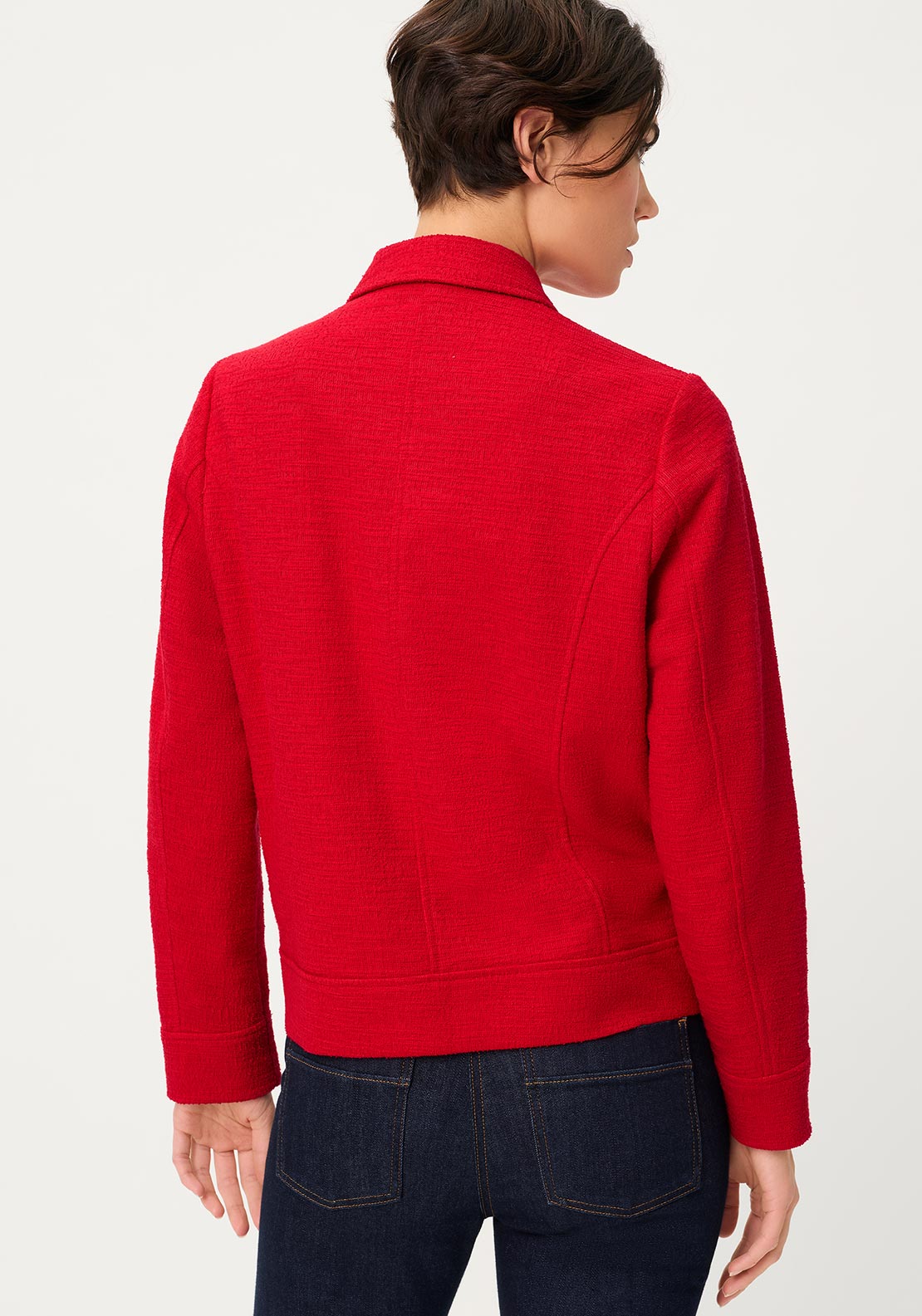 Olsen Collar Button Up Front Jacket, Red