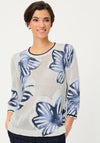 Olsen Floral Print Knitted Jumper, White