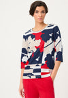 Olsen Abstract Panel Print Top, Navy Multi