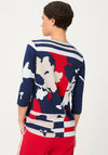 Olsen Abstract Panel Print Top, Navy Multi