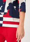 Olsen Abstract Panel Print Top, Navy Multi