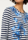 Olsen Floral Print Striped Top, Navy