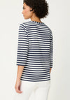 Olsen Floral Print Striped Top, Navy