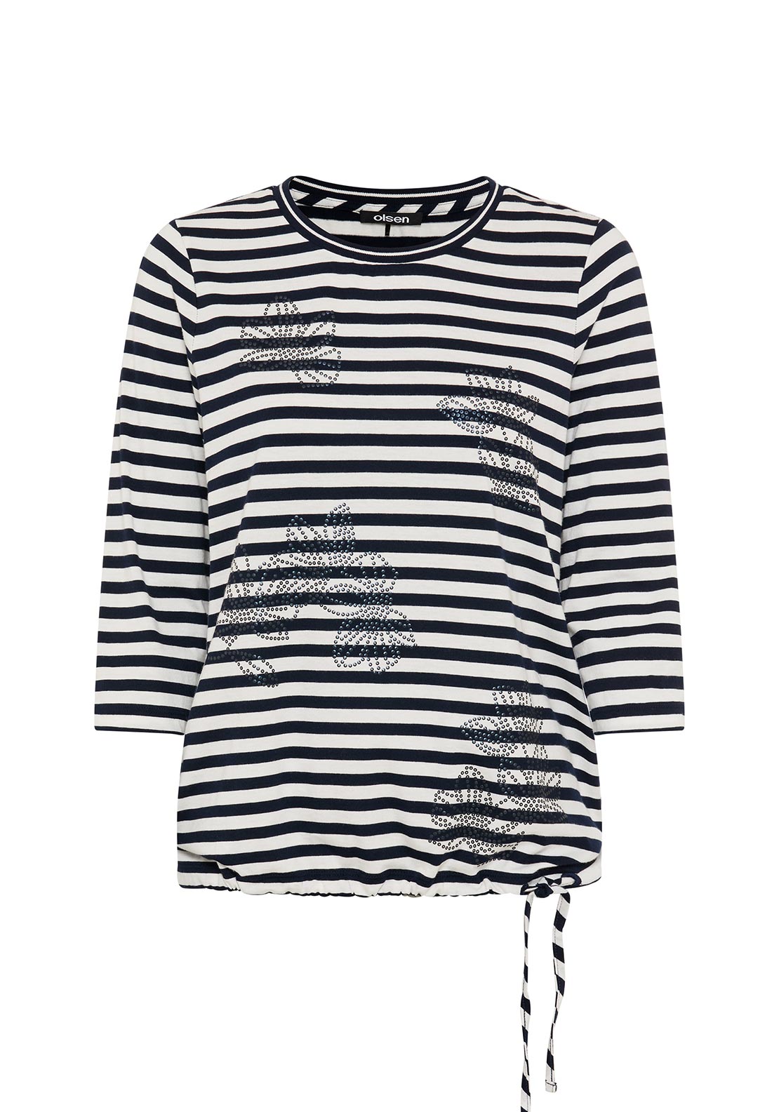 Olsen Striped With Floral Sequin Pattern, Navy