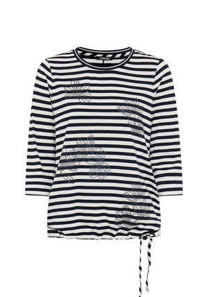 Olsen Striped With Floral Sequin Pattern, Navy