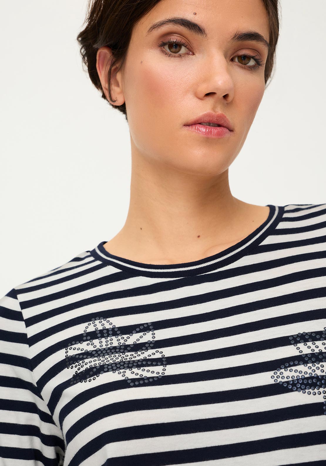 Olsen Striped With Floral Sequin Pattern, Navy