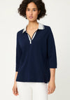 Olsen Long Sleeve Polo Shirt, Navy