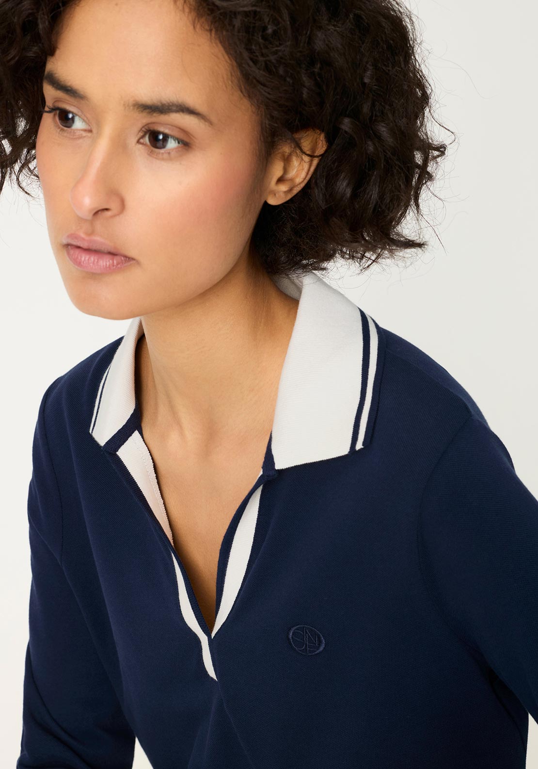 Olsen Long Sleeve Polo Shirt, Navy