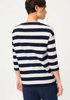 Olsen Cropped Sleeve Striped Top, Navy