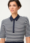 Olsen Button Up Front Collared Midi Dress, Navy