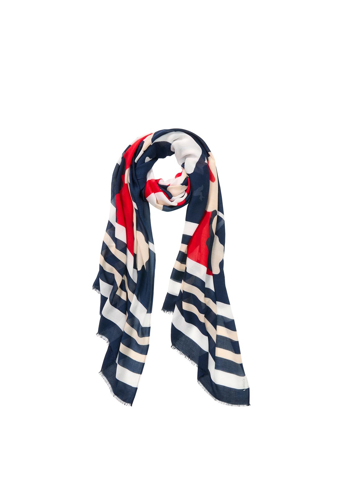 Olsen Geometric Print Scarf, Navy Multi