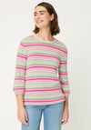 Olsen Long Sleeve Striped Pullover, Green Multi