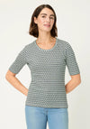 Olsen Geometric Print T-Shirt, Green and Navy