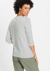 Olsen Hannah Striped Scoop Neck Top, Green and White