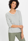 Olsen Hannah Striped Scoop Neck Top, Green and White