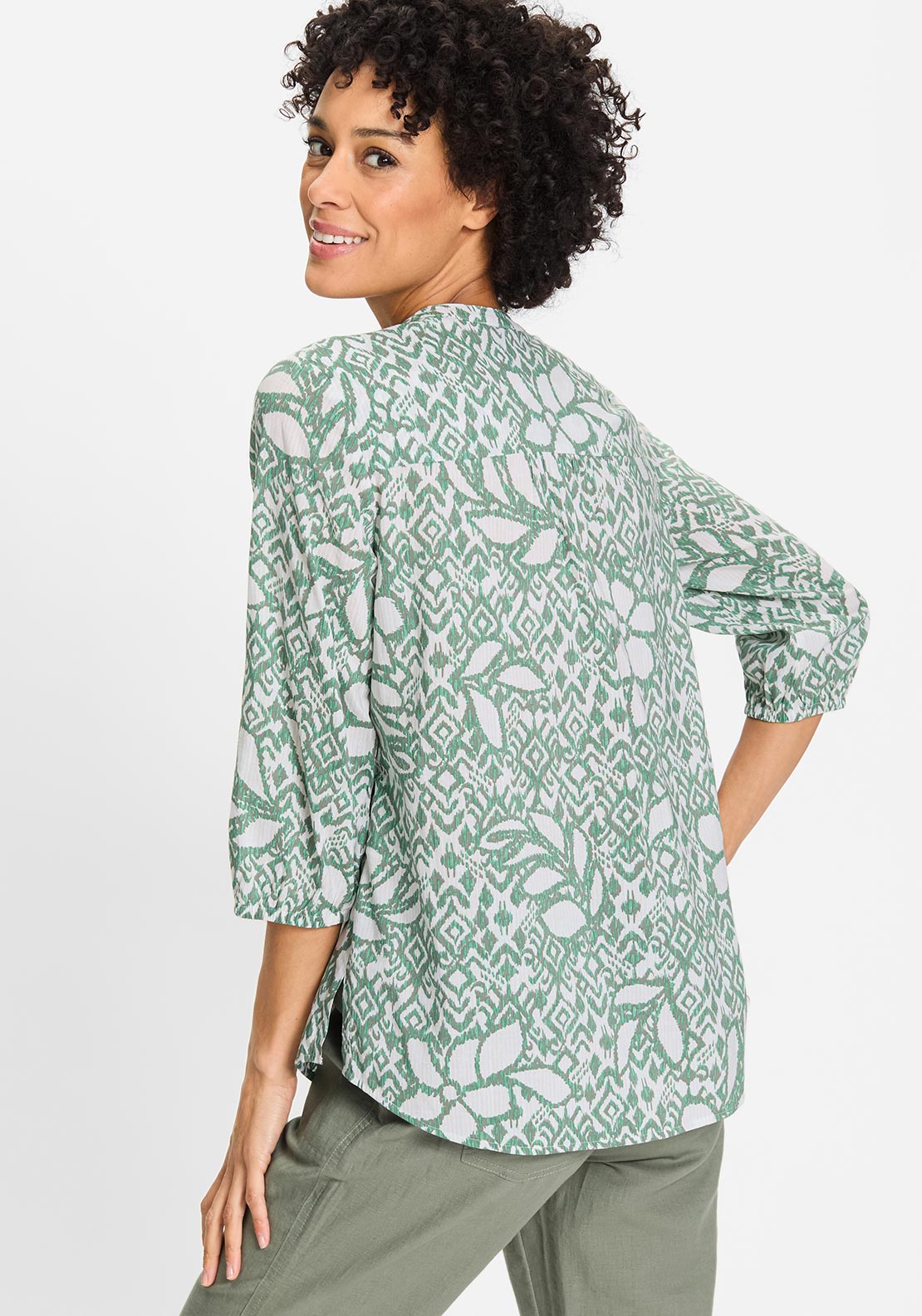 Olsen Abstract Print Blouse, Green