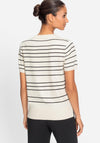 Olsen Henny Striped Short Sleeve Sweater, Beige and Black