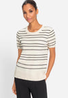 Olsen Henny Striped Short Sleeve Sweater, Beige and Black