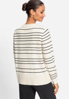 Olsen Henny Striped Buttoned Cardigan, Beige and Black