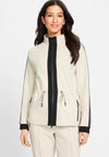 Olsen Henny Jersey Zipped Jacket, Light Beige and Black