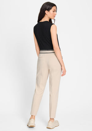 Olsen Lisa Slim Leg Joggers, Light Beige and Black