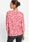 Olsen Henny Ribbed Floral Print Top, Red